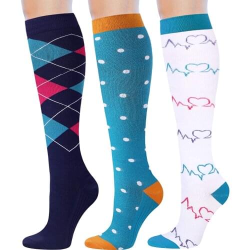 Men Women Compression Socks Anti Fatigue Varicose Veins Knee High Happy Stockings 20-30 MmHgSports Running Compression Stocking