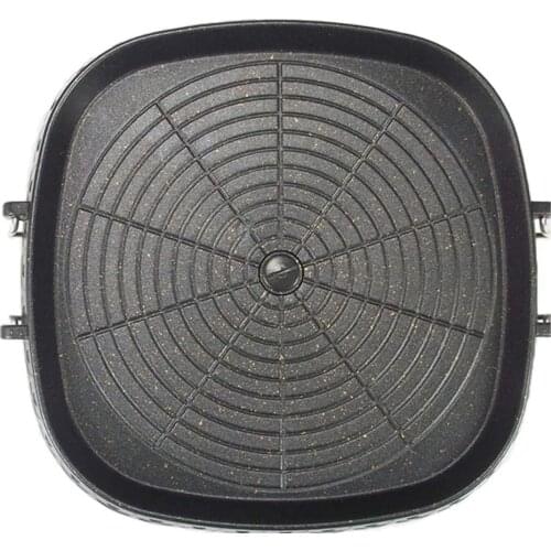 Korean BBQ Grill Pan Square Double Layered Thickened Non-stick Smokeless Barbecue Stovetop Plate For Indoor Outdoor Grilling