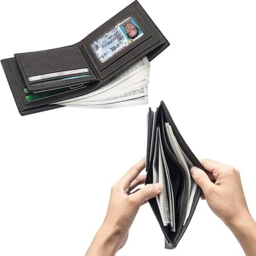 Short Coin Purse Small Vintage Wallets Fashion Small Men Leather Short Purse Hit Color Multi-slots Card Holder Wallet