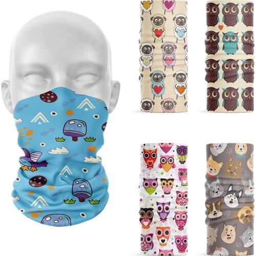 3D Printed Mini Pattern Headscarf Fashion Women Summer Neck Gaiter Cute Cartoon Animal Tubular Hijab Scarf Face Seamless Bandana