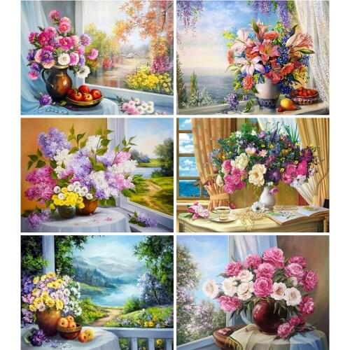 MomoArt 5D DIY Diamond Painting Peony Mosaic Art Cross Sttich Diamond Embroidery Rose Flower Handmade Gift Wall Decorations