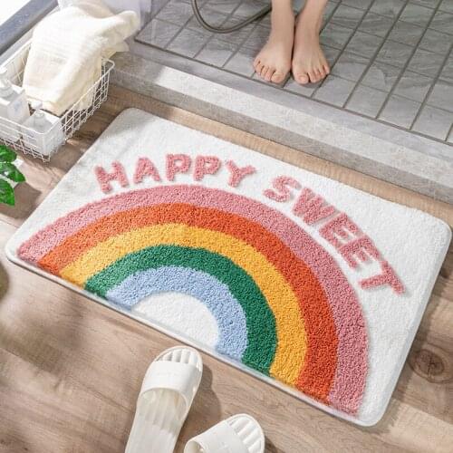 Cartoon Flock Household Bathroom Absorbent Floor Mats Bathroom Non-slip Mats Bedroom Door Mats Toilet Door Carpets