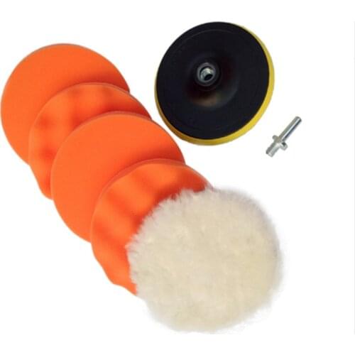 6Pcs 3 inch1 Buffing Pad Set Thread Auto Car Polishing pad Kit For Car Polisher + Drill Adaptor M10 Power Tools Accessories