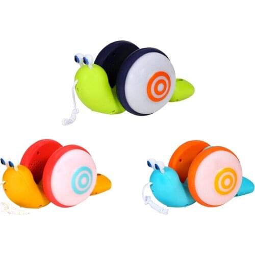 Push-Pull Toys Grasp Early Education Pull Tires with Colorful Glow Waddling Snail Toy Crawl Companion Music