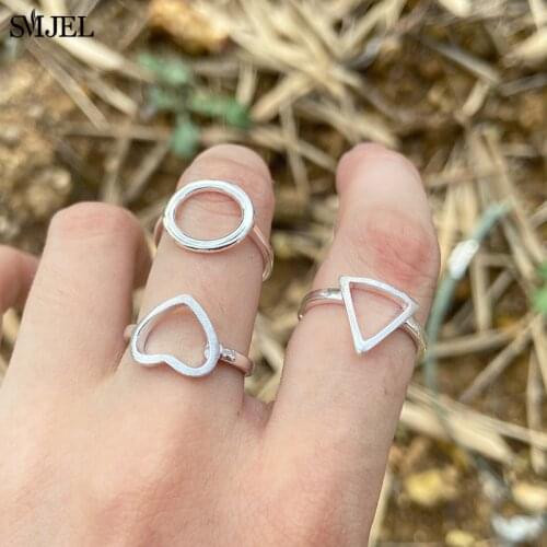 Multiple Bohemian Geometric Rings Clear Crystal Stone Heart Triangle Circle Knuckle Joint Rings for Women Jewelry Accessories