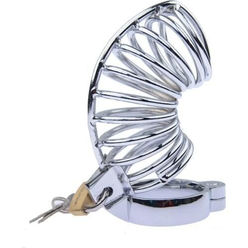 2021 New Male Chastity Device Cock Cage Penis Ring Bondage Belt Fetish Adult Sex Toys Metal Braid Chastity Lock