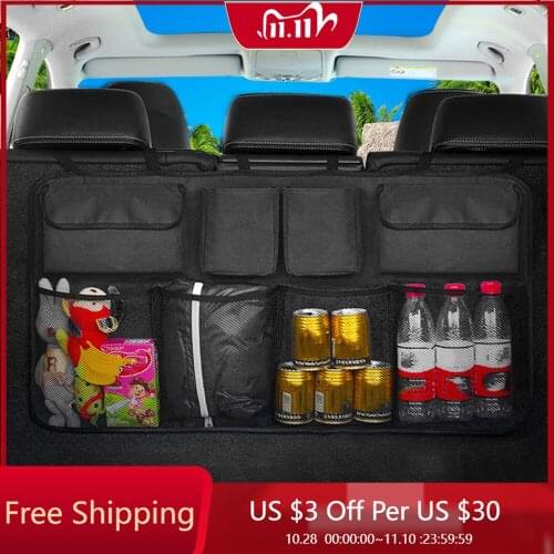 Car Trunk Organizer Adjustable Backseat Storage Bag Net Organizer High Capacity Stowing Tidying Automobiles Interior Accessories