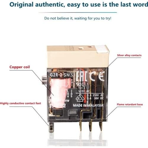 Genuine Omron small ultra-thin intermediate relay 5 feet 8 feet G2R-2-12VDC G2R-1-24VDC Without base