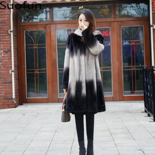 Long Plus Size 4XL 2021 Fashion New Winter Velvet Luxury Coat Women Hooded Medium Long Mink Fur Parka Coat Female Warm Overcoat