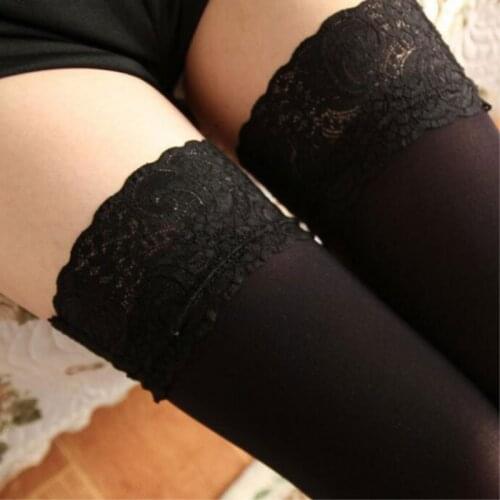 Transparent sexy stockings women erotic lingerie femme sheer lace over knee thigh high nylon stockings sexy pantyhose hosiery