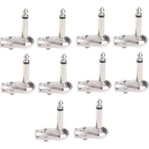 Drop Ship 10 Pcs 1/4" 6.35mm Mono Speaker Right Angle Guitar Phono Plug Pancake Connector