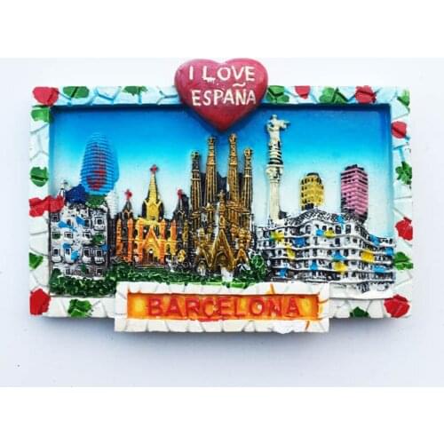 QIQIPP Barcelona, Spain decorative hand painted crafts magnetic refrigerator stickers tourist souvenirs accompanying gifts