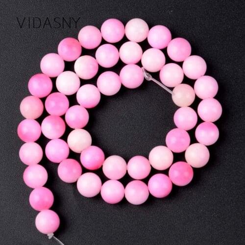Natural Gem Stone Pink White Jades Round Loose Beads For Jewelry Making 6 8 10mm Spacer Beads Diy Bracelet Necklace Pendant15