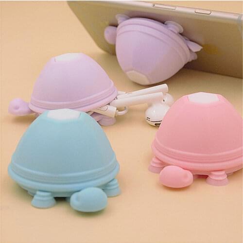 Cartoon Turtle Shape Silicone Cable Winder Protector Desktop Wire Earphone Clip Organizer Line Fixer Novelty Mobile Phone Holder