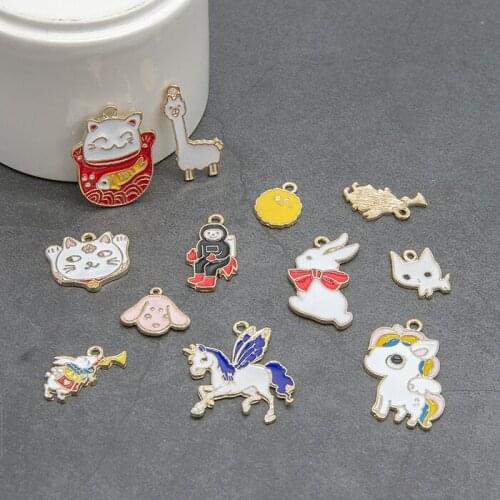 Cute cartoon animal character accessories material lucky cat astronaut unicorn rabbit cat diy earring accessories