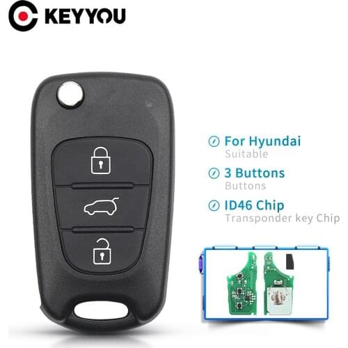 KEYYOU 3 Buttons Flip Folding 433Mhz ASK ID46 Uncut Blade Remote Auto Car Key For Kia Rio 3 Picanto Ceed Cerato Sportage K2 With