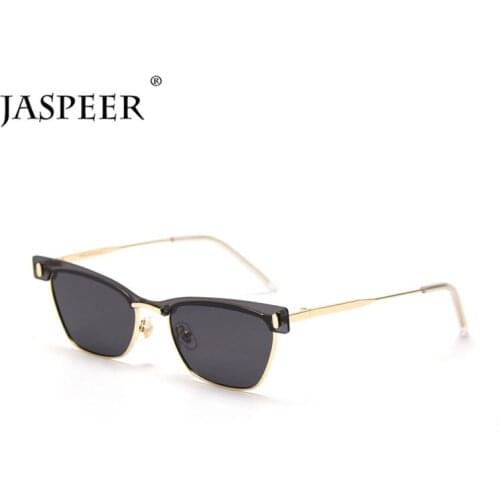 JASPEER Steampunk Sunglasses Men UV400 Driving Sun Glasses For Man Punk Fashion Eyebrow Eyewear Brand Designer