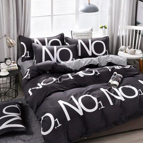 No English Letter Black White Modern Elegant Comforter Bedding Set Fashion King Queen Twin Size Bed Linen Duvet Cover Sets Gifts