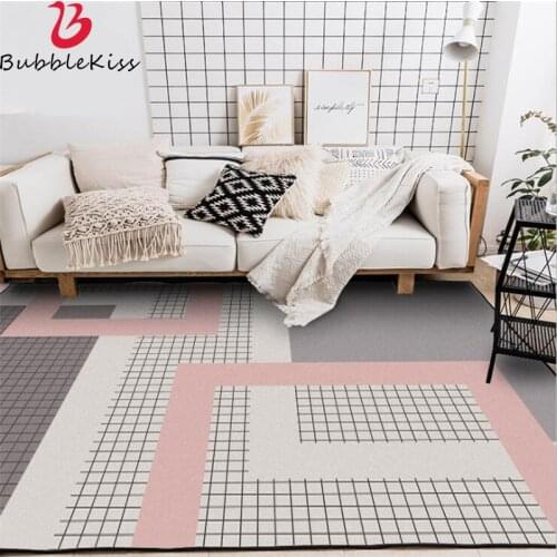 Bubble Kiss Polyester Modern Geometric Pattern Carpet Pink Kids Room Play Area Rugs Home Bedroom Decor Non-slip Floor Mat