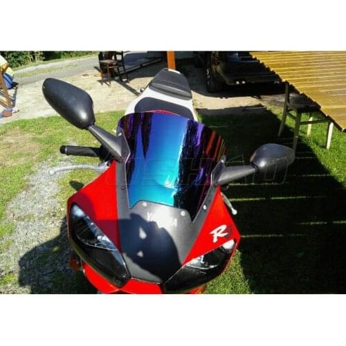 Motorcycle Double Bubble Windshield Windscreen Screen For 1998 1999 2000 2001 2002 Yamaha YZF-R6 YZF 600 R6 Black Iridium Blue