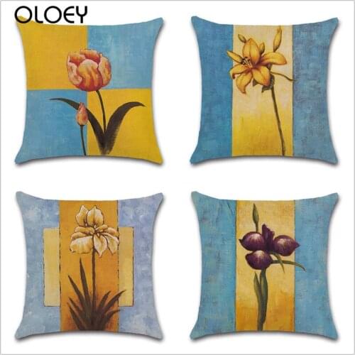 Vintage Decorative Painted Polyester Pillowcase, Size 45x45cm, Home Bedroom Office Decoration, Hotel Car Decorative Pillowcase