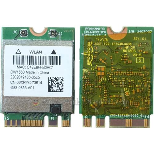 DW1560 6XRYC 802.11 AC 867 Mbps Bluetooth 4.0 WIFI WLAN Card NGFF for Dell XPS 13 9343 Broadcom BCM94352Z Toshiba Acer