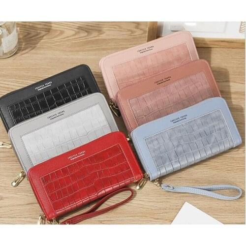 Wallet Women Long Luxury Brand Coin Purses Tri-Fold Soft Skin Buckle Clutch Female Money Bag Hand Credit Card Holder