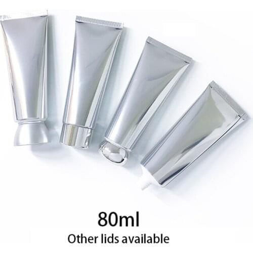 10pcs Empty 80ml Silver Aluminum Plastic Squeeze Bottle 80g Cosmetic Container Facial Cream Body Lotion Packaging Soft Tubes