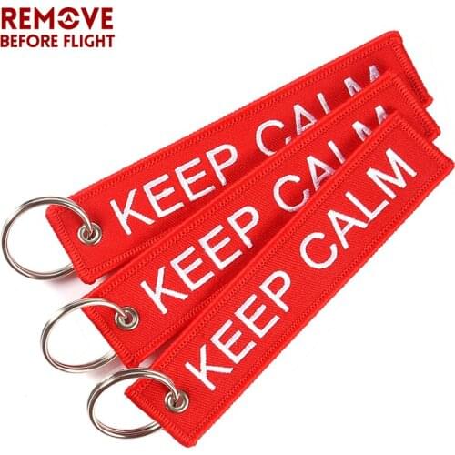3 PCS/LOT Keychain KEEP CALM AND CARRY ON Key Chain for Motorcycles and Cars Cool Key Holder Embroidery Key Fobs OEM Keychains