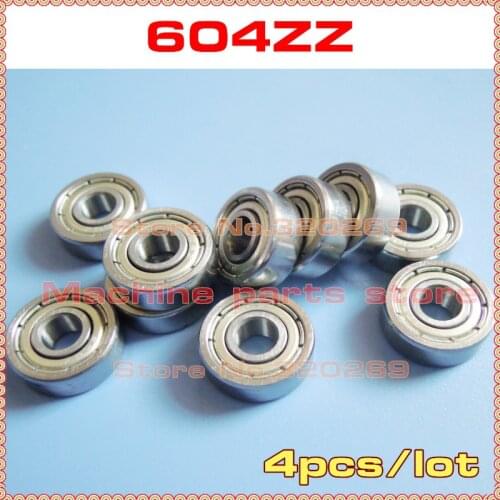 4pcs 604ZZ Shaft Ball Bearing 4*12*4 4x12x4Mm Metal Shield 604Z Deep Groove F604ZZ Flanged