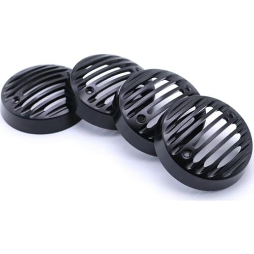 4pcs Black Alloy Aluminum Turn signal Lights Trim Grills Caps Fit For Royal Enfield Classic 500 Stealth Black Serises Models