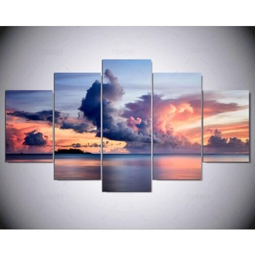 5 Panels HD Printed Sunset Clouds Landscape Wall Art Painting Canvas Print Room decor print poster Picture Canvas ny-201