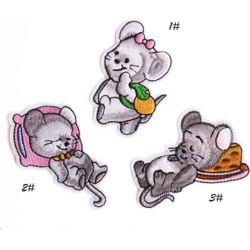 50pcs/Lot Cartoon Mouse Embroidery Patches Letters Clothing Decoration Accessories Diy Iron Heat Transfer Applique Clothes
