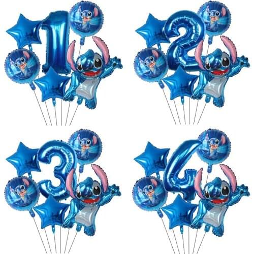 6pcs Cartoon Lilo Stitch Foil Helium Balloon 30 Inch Number Balloons Baby Boy Toys Baby Shower Birthday Theme Party Decorations