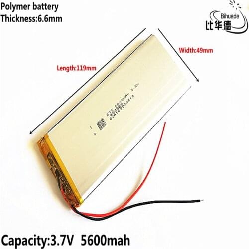 6649119 3.7V 5600mAh lithium polymer battery MP3 MP4 navigation instruments small toys and other products Universal Battery
