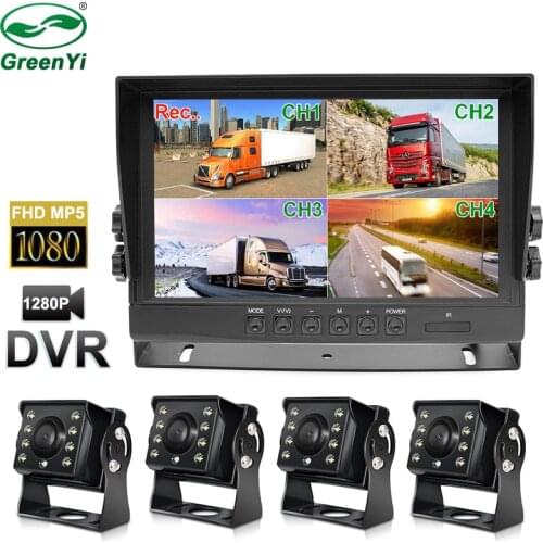 HD AHD 9 Inch 1920*1080P Car MP5 DVR 4Ch Video Recorde Monitor with AHD Front Rear Left Right Parking Camera For Truck Bus