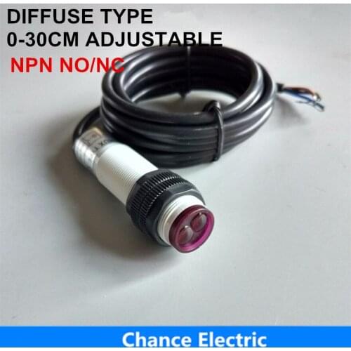 Free shipping npn no/nc 3 Wire Photoelectric Sensor Switch 30cm ajust distance infrared diffuse type (E18-3A30NA/NB)