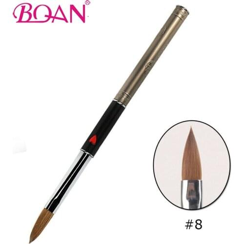 BQAN Kolinsky Sable Acrylic Nail Brush Antique Style Art Pen With Red Heart Metal Handle Liquid Powder DIY Drawing Manicure Tool