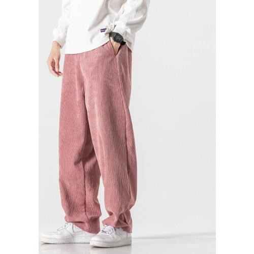 New Arrival Solid Color Corduroy Fashion Mens Straight-Leg Sweatpants Casual Male Cargo Style Trousers Loose