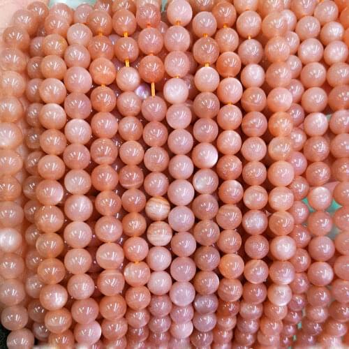 Natural 7A Orange Rainbow Flash Sunstone Round Loose Beads For Jewelry Making 15" Strand DIY Accessorries Beads For Bracelet