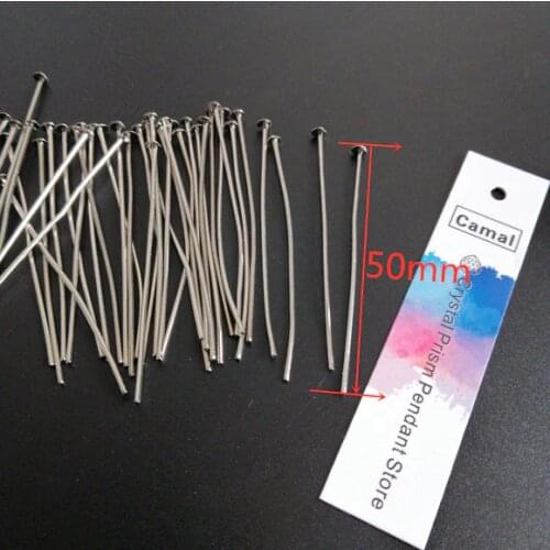 Camal 100pcs 1.96" 50mm Chrome Straight Pins Connector Part to Connecting Hanging Prism Crystal Bead Pendant Chandelier Lighting