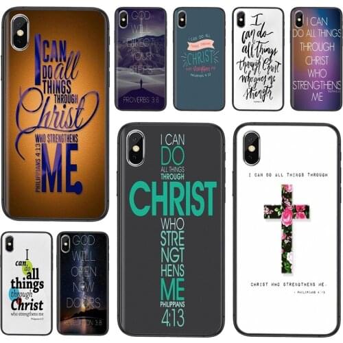 For Huawei Honor 8A 8C 8X 9 9A 9I 9X 10 10I 10X 20 20I 20S V10 V40 Lite P9 Black Cell Cover 3D Shell Fashion Bible Verse I Can