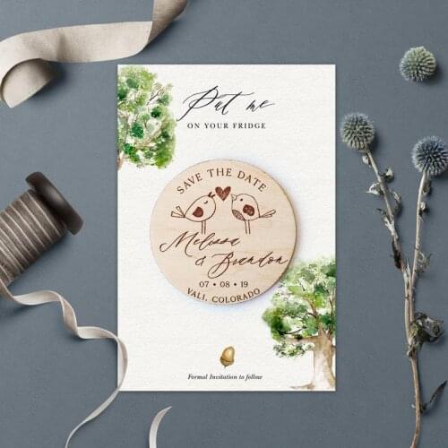 Rustic Adventure Birds wooden save the date magnets Wedding wood save the dates Custom magnets