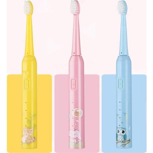 Children Electric Toothbrush Cartoon Pattern Double-sided Tooth Brush Electric Teeth Brush For Kids with 2pcs Replacement Head