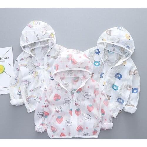 0-6Year Summer Childrens Sun Protection Clothing Outwear Boys and Girls Cartoons Long Sleeved Air Conditioning Cardigan Jacket