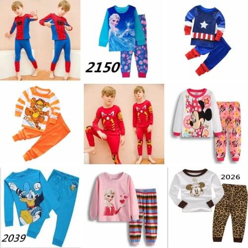 Kid Pajamas Set Baby Boy Clothes Girl Sleepwear Nightwear Children Xmas Moose Fairy Christmas Pyjamas Minnie Cotton Clothing Set