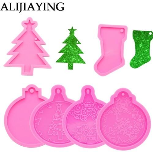 DY0108 DIY Shiny Christmas Light/Tree/Ornament/sock keychains silicone mold, Circle Mold Make Crafts with Epoxy Resin Art Diy
