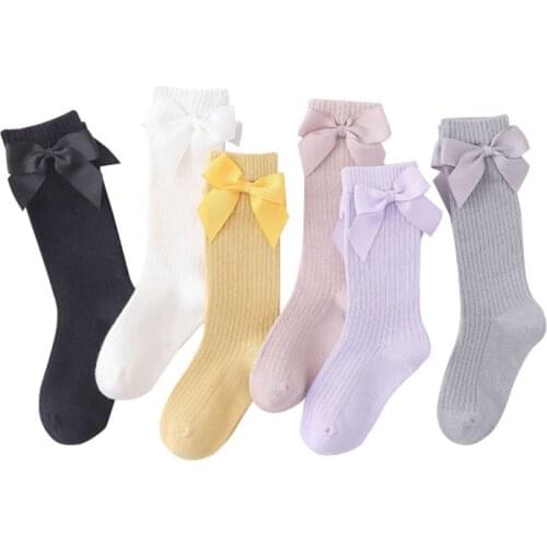 Girls Socks Knee High Princess Socks for Girl Sweet Cute Long Tube Kids Candy Color Bows Leg Warmer Children socks