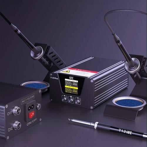 I2C T12 Soldering Station Double Handle 240W Electric Welding Pen Fast Heating for Phone PCB Repair T12 Plus Dual-Handle Station