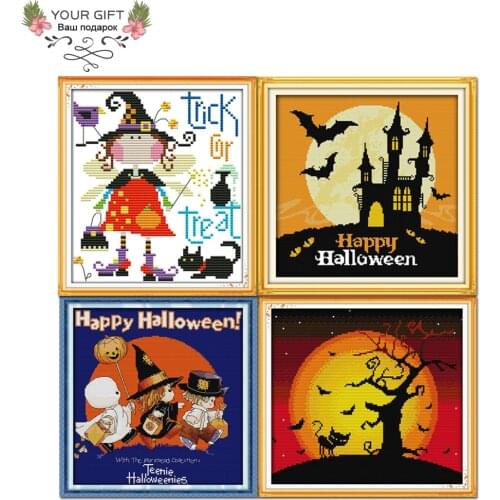 C195C264C276(2)C277(1) Home Decor Halloween Elf Happy Halloween Needlework Needlepoint Embroidery DIY Cross Stitch kits